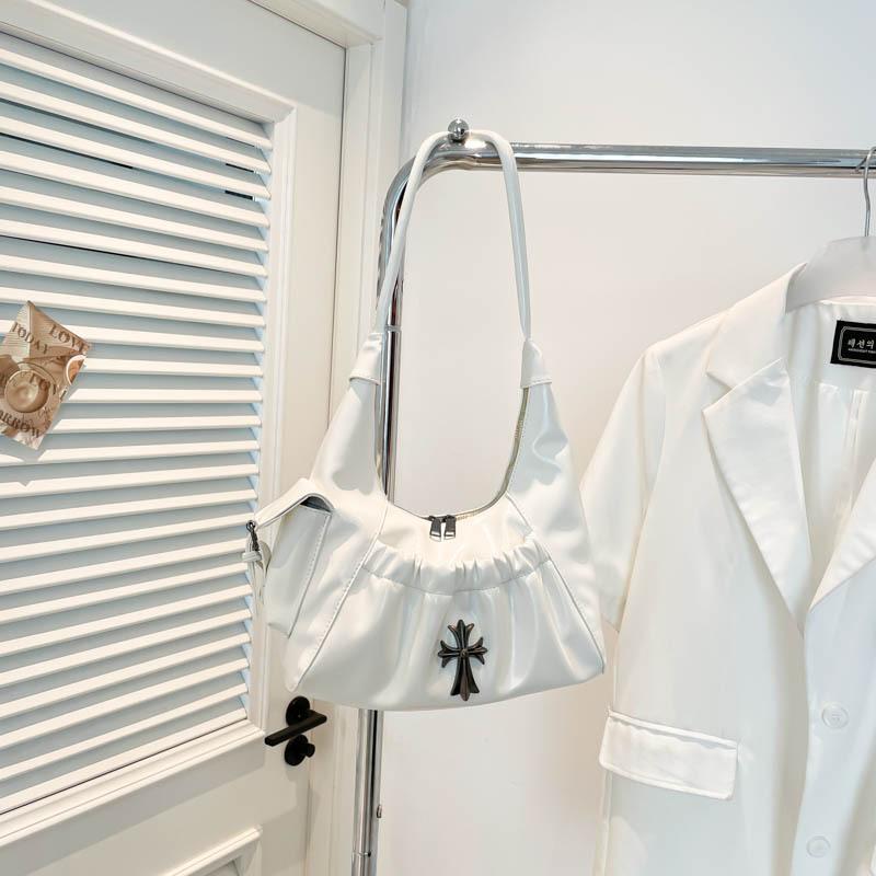 

Premium retro Spice Girl armpit bag new shoulder women s bag pleated shoulder dumpling bag білий