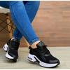 Mesh casual sports shoes women's new fashion round head middle heel lace-up single shoes large size low-top shoes dad