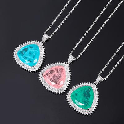 Jewelry Simulation Colored Treasure Women'S Sweater Chain Pendant Main Stone 23 * 23