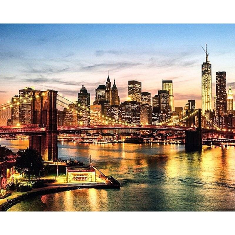 5D Diamond Embroidery City Landscape Full Drill Diamond Painting Cross Stitch  Mosaic Home Decoration