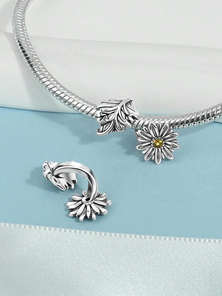 Copper Colors Autumn Sunflower Tulip Leave Beads Charm Pendant For Original Bracelet For Women Diy Jewelry Love Gift