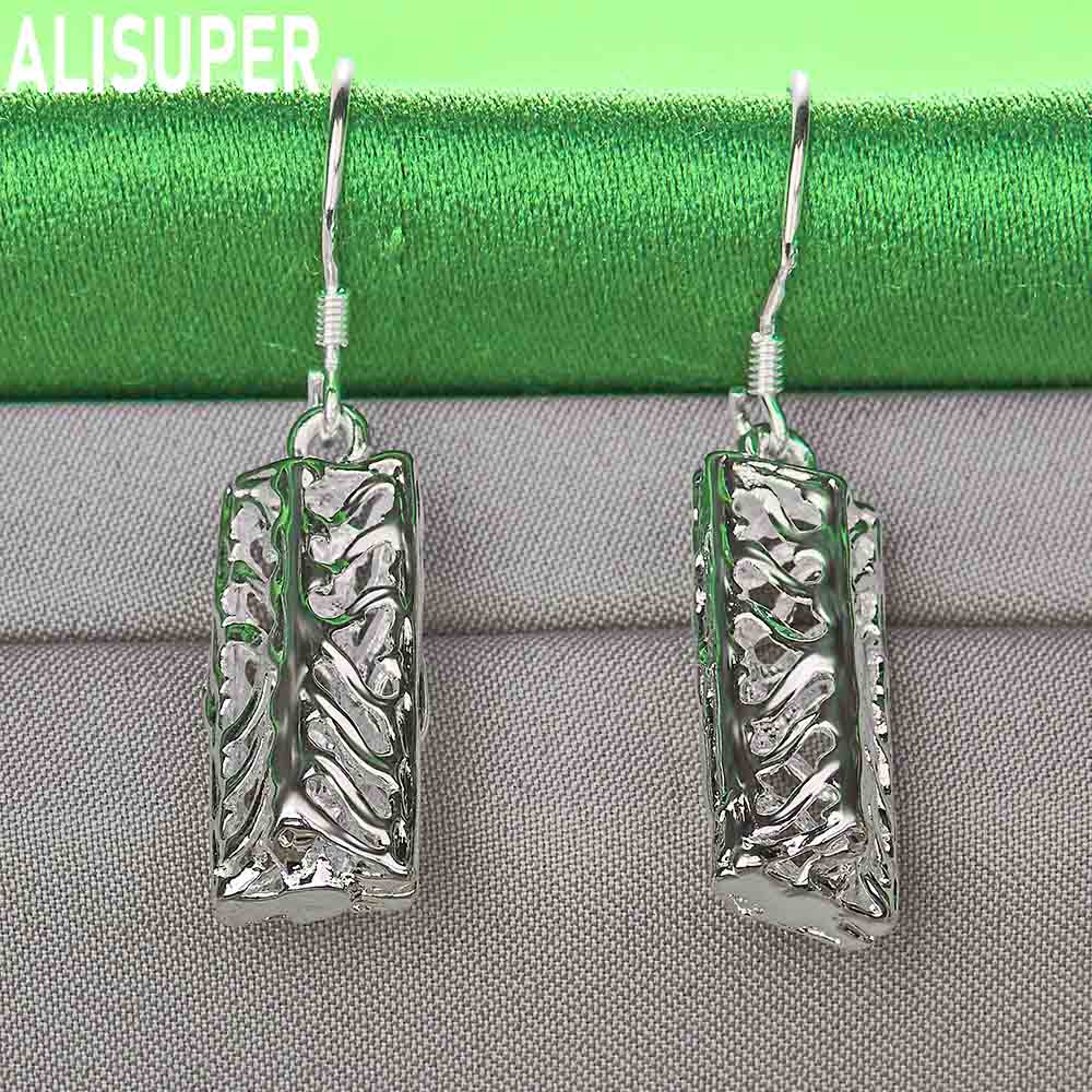 925 Sterling Silver Vintage Embossed Scroll Pattern Earrings - Fashionable Banquet Jewelry