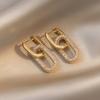 Geometric Oval Rectangle Hoop Earrings For Women Zircon Wedding Jewelry Elegant Dangle Earings