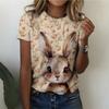 Cute Cat Dandelion T-Shirts Dog Animal 3D Print Women's Round Neck Short Sleeve T Shirt Tees Harajuku Y2K Tops Female Clothing