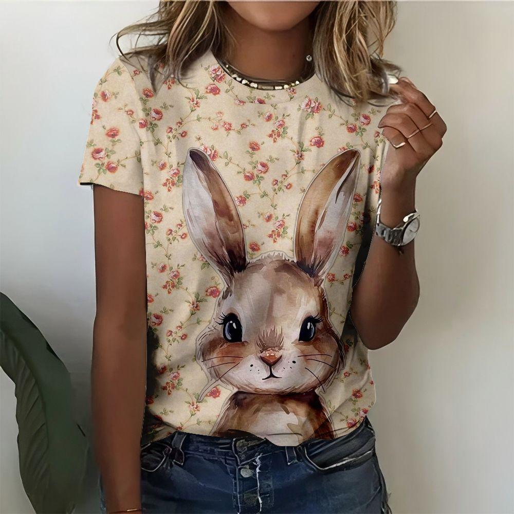 Cute Cat Dandelion T-Shirts Dog Animal 3D Print Women's Round Neck Short Sleeve T Shirt Tees Harajuku Y2K Tops Female Clothing