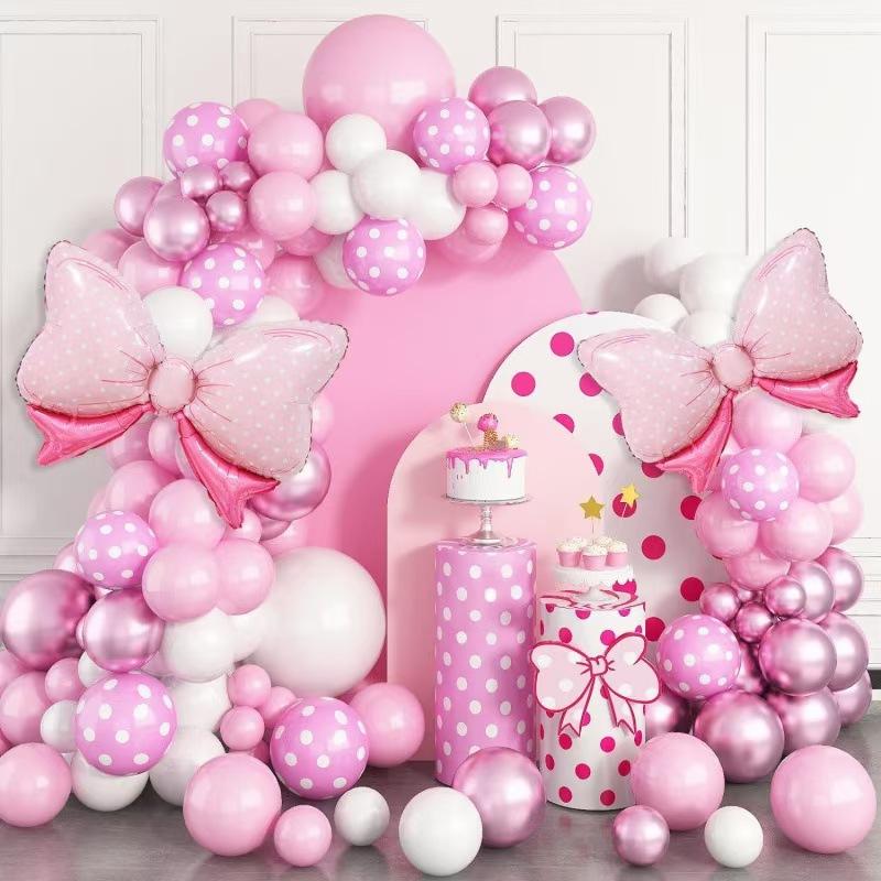 Balloon Set Round Arch Birthday Theme Party Girl Baby First Year Full Moon Party Inflatable Bow