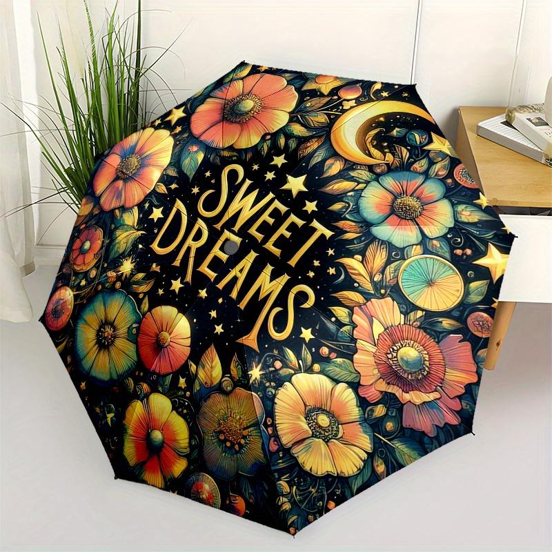 

Floral Dreams Theme 8 Bone Hand Automatic Folding Fashion umbrella, Compact and Portable Design, A Perfect Gift for Birthday, Christmas or B