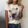 Fun animal pattern women's T-shirt cat print casual short sleeved top