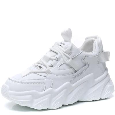 Nuove Sneakers Chunky da Donna Aumento Interno Pelle Casual Bianche Scarpe da Donna Trainer Sneaker con Zeppa da Donna Zapatillas Mujer