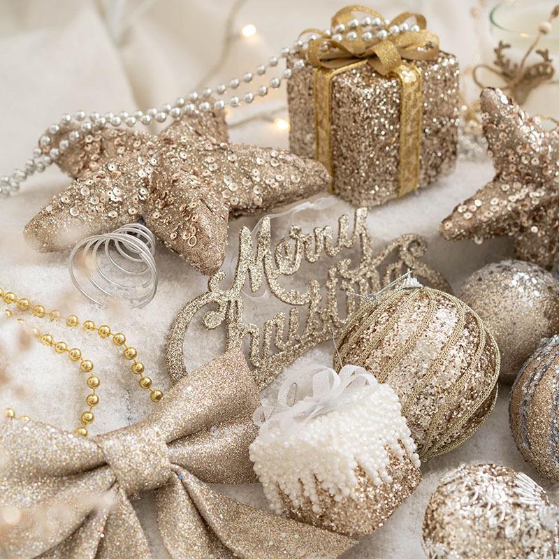 Goldfarbener Weihnachtsbaumschmuck – Hängende Kugeldekoration für Feiertage
