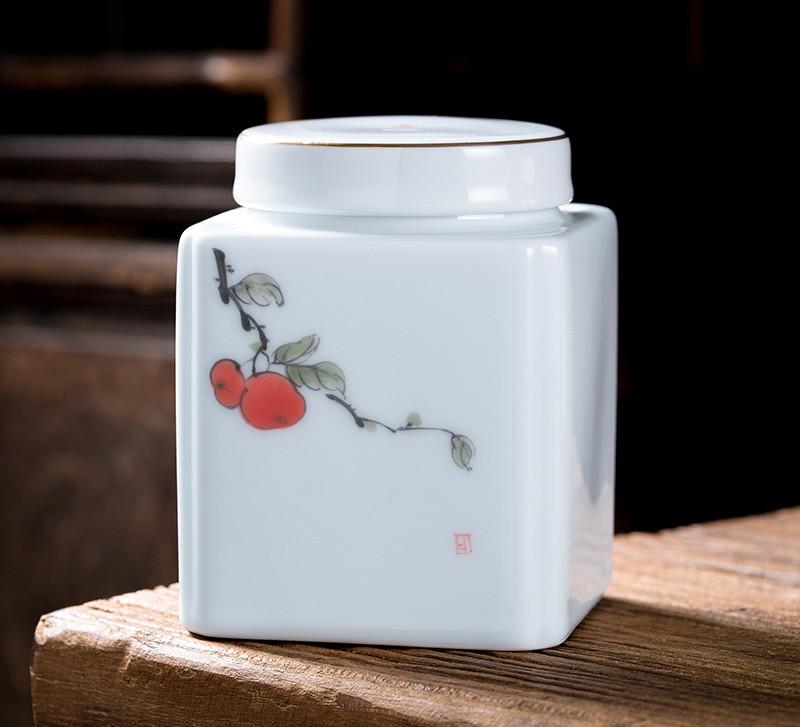 Creatividad Forma Cuadrada Cerámica Lata de Té Portátil Tarro Sellado Cajas de Té Organizador de Especias Dulces Café Fruta Seca Tanque de Almacenamiento