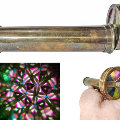 Custom Multicolor Brass Wheel Kaleidoscope, Personalized Gift for Dads Men Women Kids Wedding Anniversary Birthdays, Christmas Decor