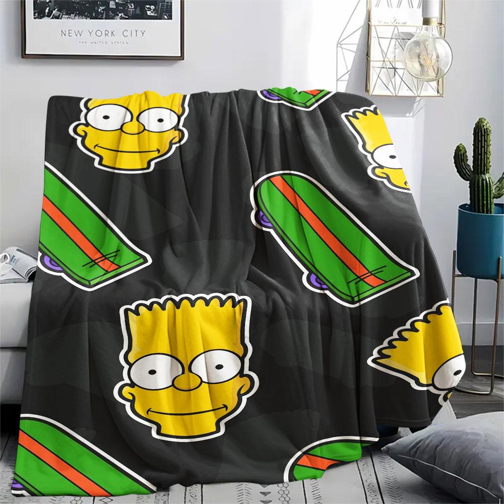 Bart Simpson Printed Flannel Blanket, soft throw for bedroom sofa, washable, fan merchandise, great gift.
