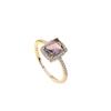 Zhenrong Multi-Color Gemstone Square Diamond Ring, European & American Classic, 925 Silver-Plated Engagement Jewelry.
