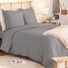 Housse de couette - Uni - Gris - 220 x 240 cm - 100% Percale de coton - 2 taies incluses