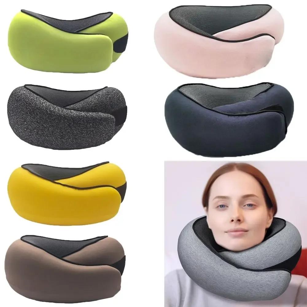 U Shaped Travel Neck Pillow Memory Foam Pillow Adjustable Neck Support Soft Head Rest Airplane Cushion with Drawstring Bag