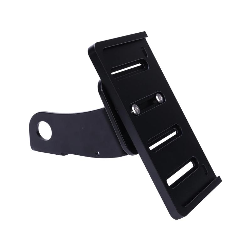 Bolt-On Motorcycle License Plate Bracket, Side-Positioned Rear Plate Mount Black Aluminum and Multiple Slots