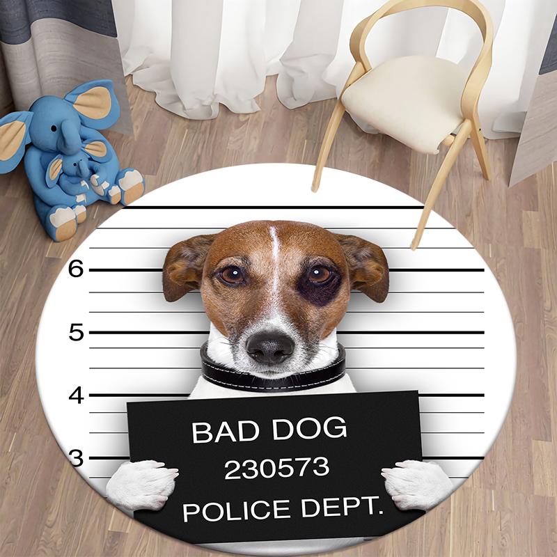 Bad Dog Cat Print Muster Runder Teppich Bodenmatte Home Wohnzimmer Sofa Schlafzimmer Bodendekoration Polyester Teppich