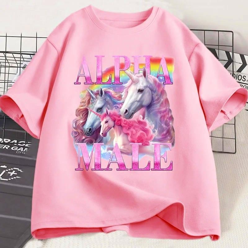 Alpha Unicorn Funny Tshirt Ironic Vintage Weird Meme T Shirt Woman Short Sleeve Graphic T Shirts Casual Summer Clothes
