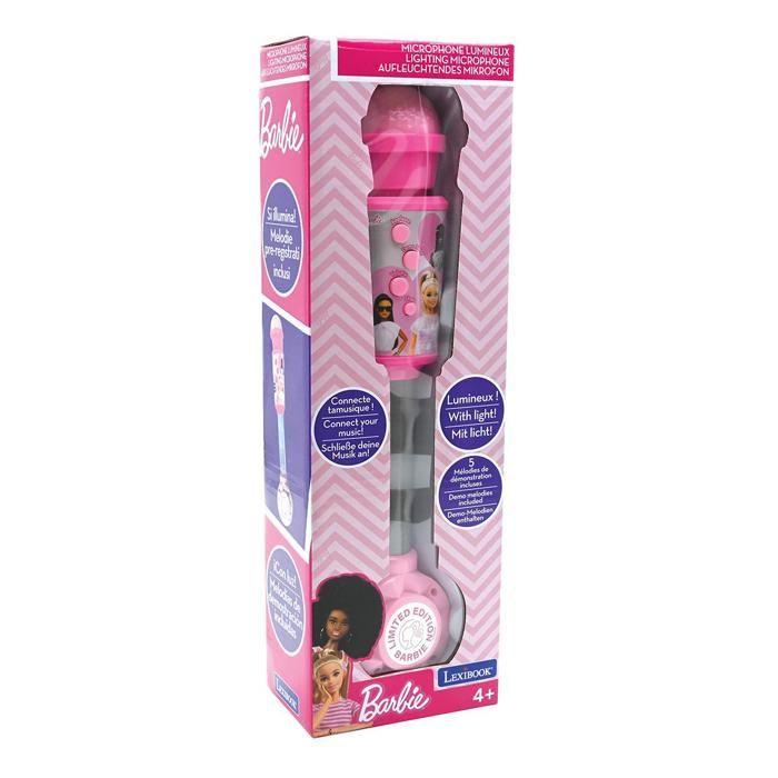 Microphone Barbie avec tube lumineux, enceinte (entrée auxiliaire), mélodies et effets sonores