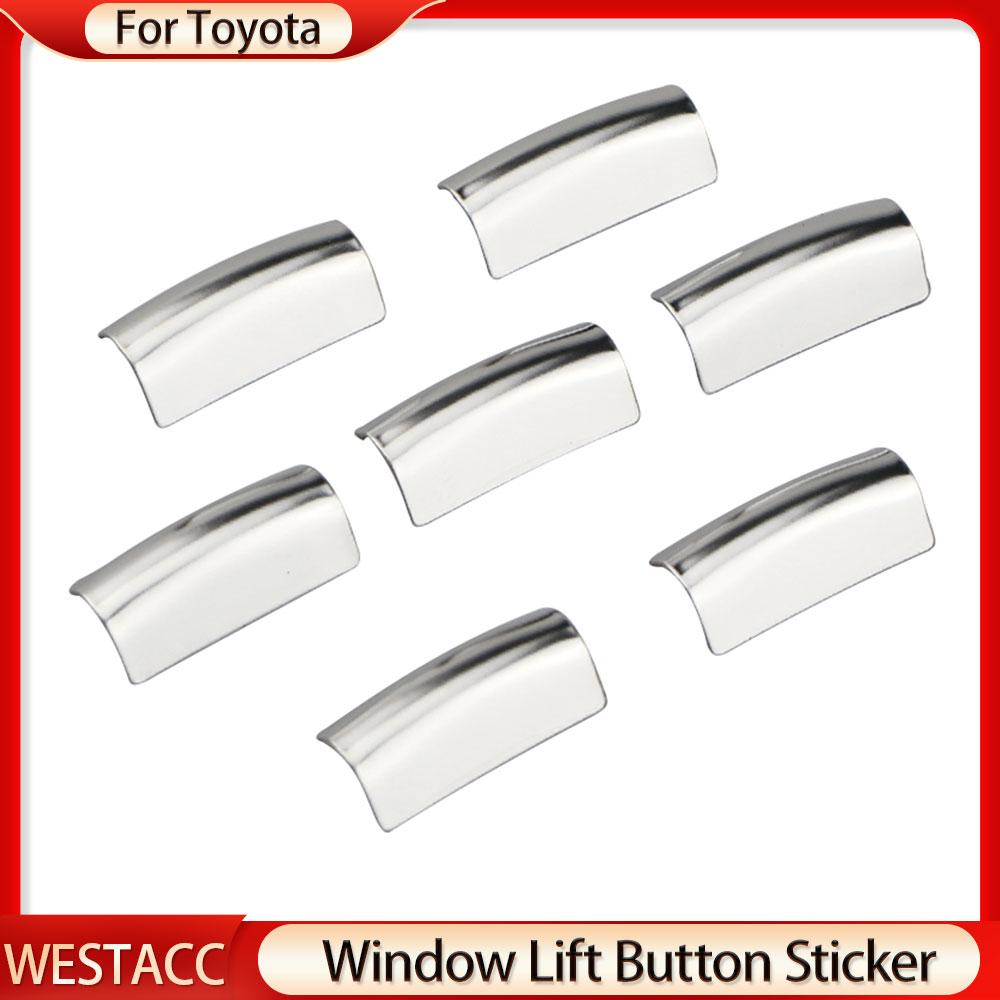 7Pcs/set Car Door Window Switch Lift Button Cover Trim Sticker Fit for Toyota RAV4 Corolla AYGO Verso AVENSIS YARIS VITZ