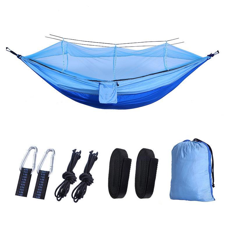 Portable Ripstop Camping Hammock with Mosquito Net - Quick-Open, Anti-Fall Design for Singles & Doubles