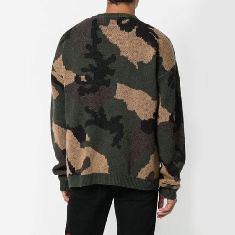 Off-White SS19 Loose-Fit Camouflage Crewneck Sweater Men Tops Green-Camouflage OMHA056E18A350019900