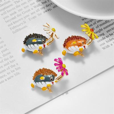Quirky and Cute Enamel Hedgehog Brooch