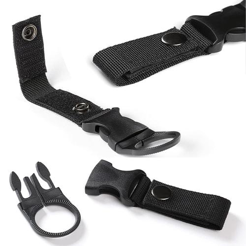 SHULLIN 4-Piece Drink Holder Set with Removable Nylon Bottle Holder and Hooks. Lightweight, Portable, and Easy to Use. Ideal for Outdoor Activities, C