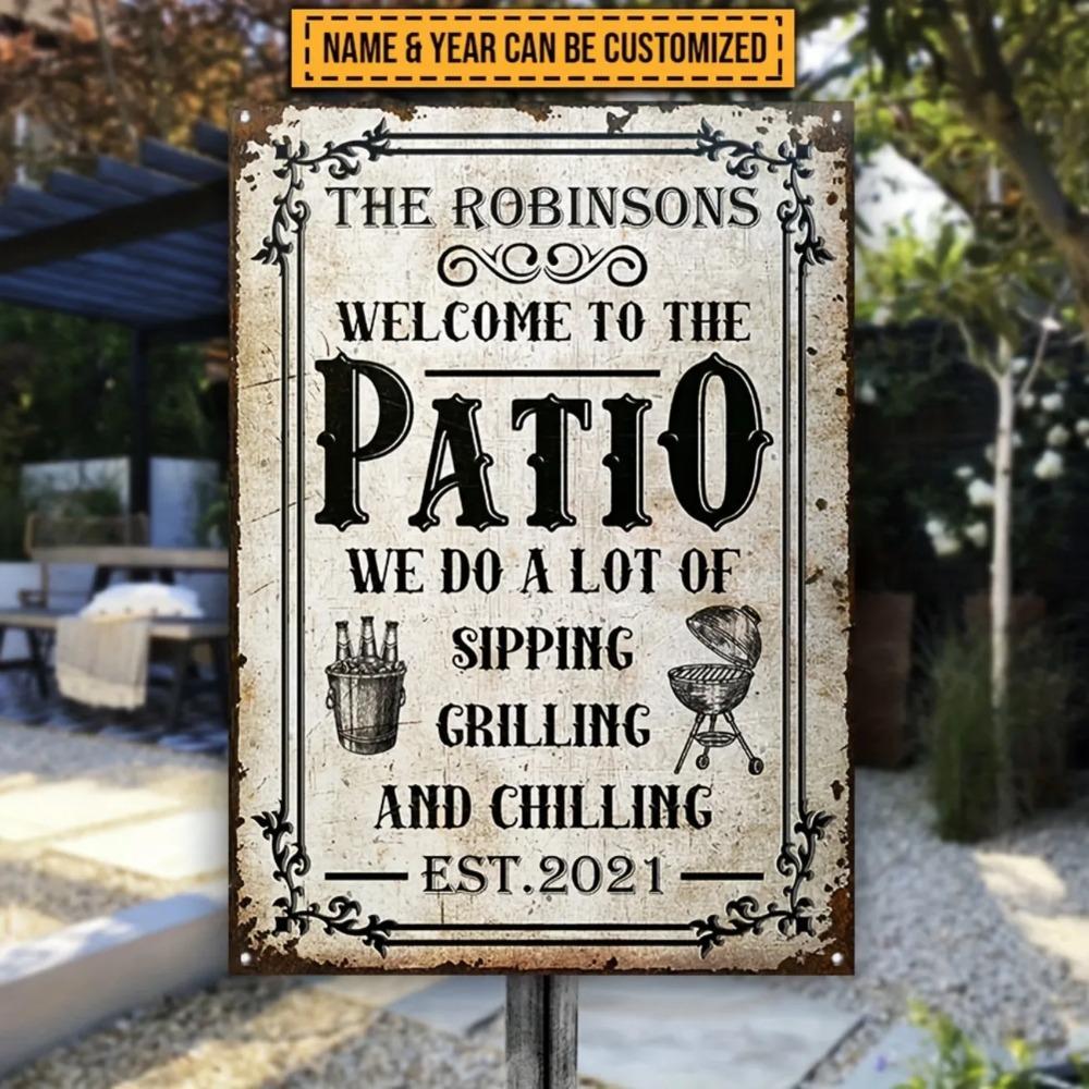 Customizable Vintage Welcome Metal Patio Sign Home Decor