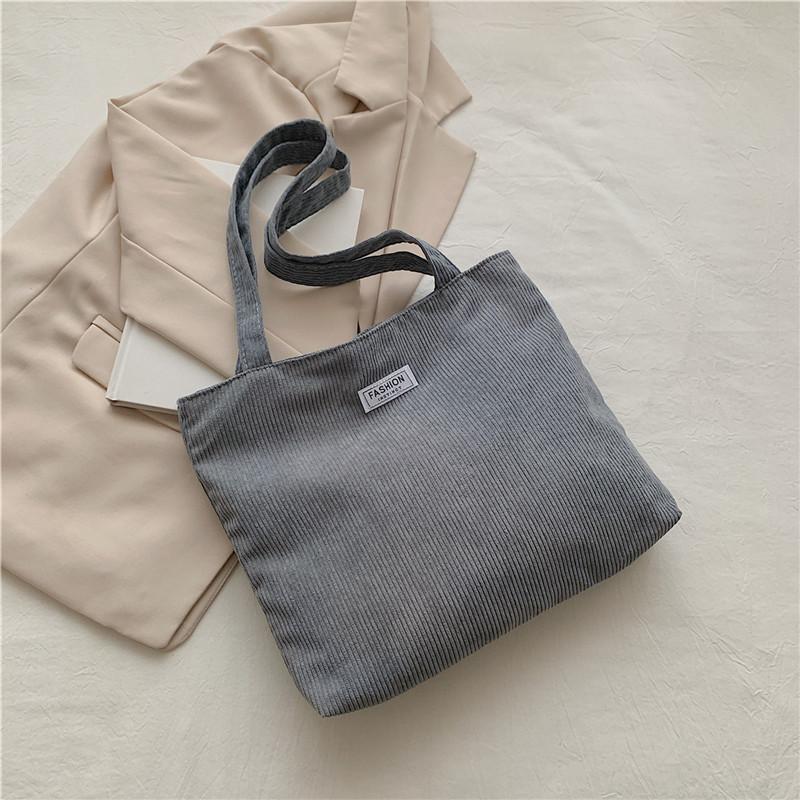 Korean Style Cotton Tote Bag for Women Solid Color Large Capacity Handbag Fashionable Casual Shoulder Purse CLE