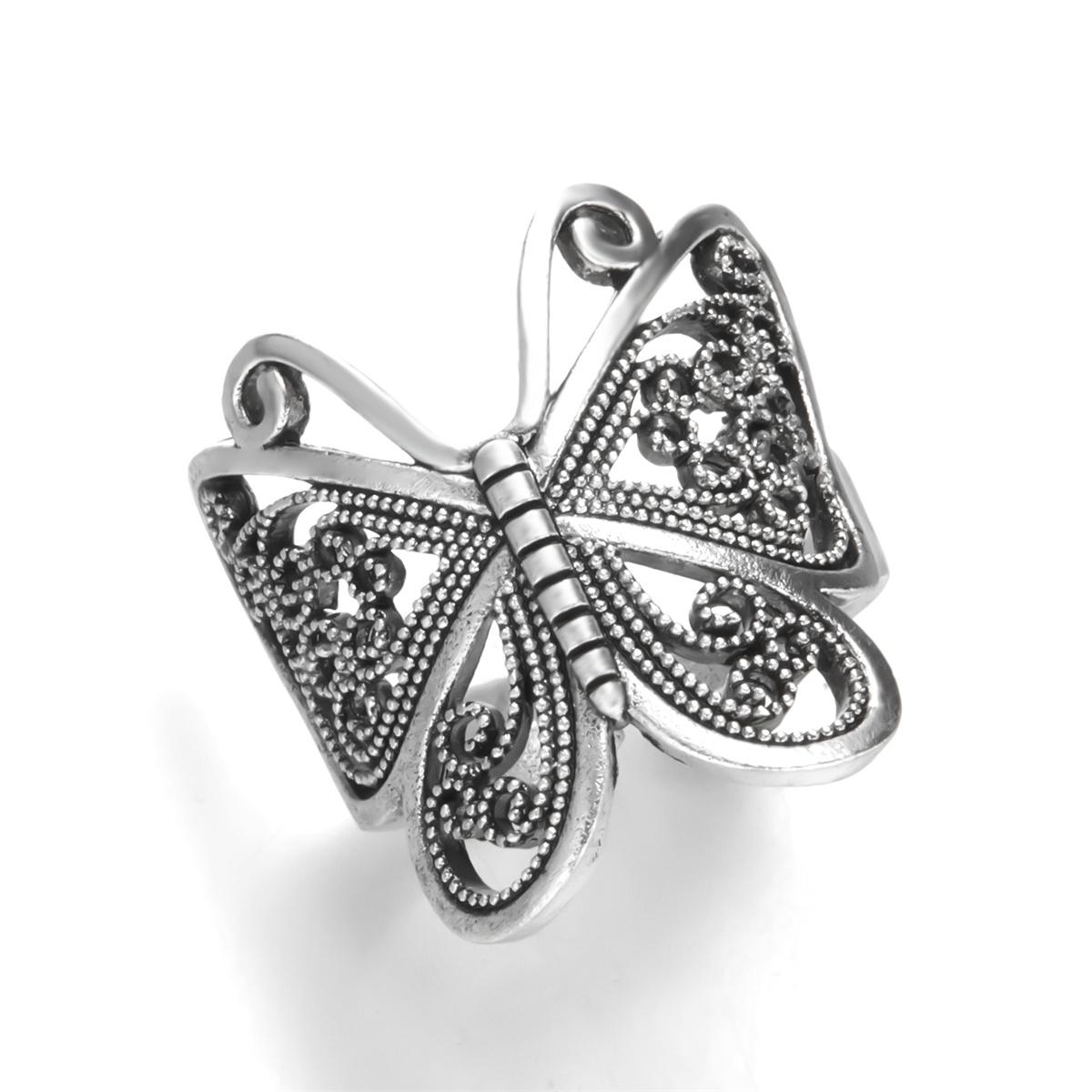 

Versatile Vintage Hollow Out Butterfly Ring, Fashionable Ring Accessories, Exquisite Temperament Women S Ring
