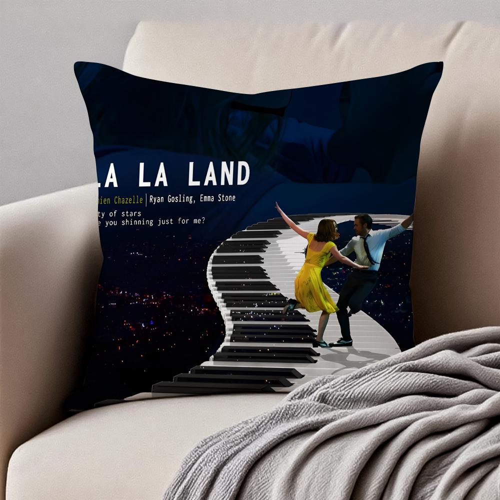 Romantic American Movie LLa La Land Cushion Cover Pillowcase Antidustmite Invisible Zipper Short Plush Sofa Cushion