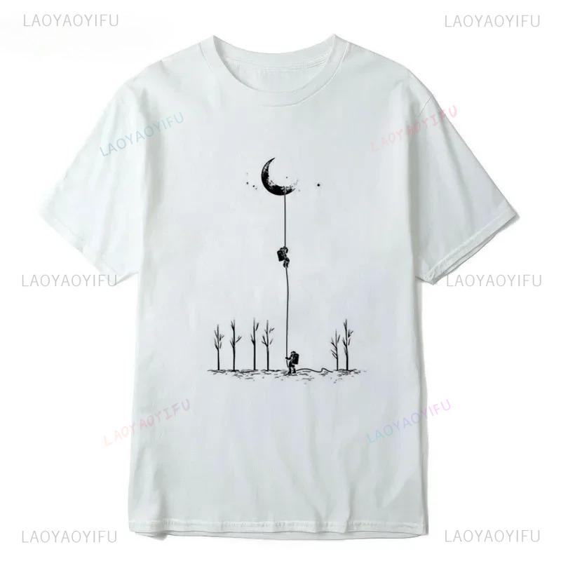 Quality Cool Funny Astronaut Print Casual Loose for Men Oneck Streetwear T Shirt Summer Casual Harajuku Mens Tshirt Top