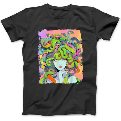 Medusa Weiblicher Blick T-Shirt Sweatshirt Hoodie für Männer Frauen Kinder Hergestellt in Kanada Schwarz