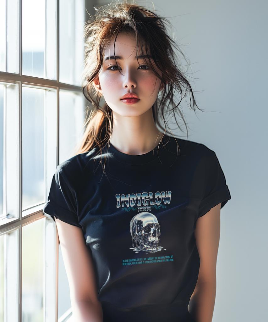 INDIGLOW 3D Skull Melt Vintage Graphic Print T-Shirt
