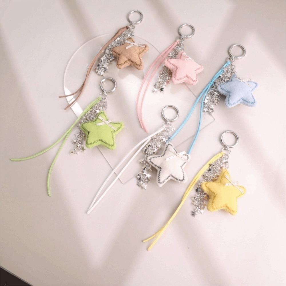 Colorful Star Bag Pendants Tassel Keychains Sweet Keyring Car Key Holder