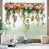 Spring Hanging Floral Vine Window Sticker Double Sided Rose Vine Leaves Window Decals Static PVC Glass Door Sticker for Home Room Decor