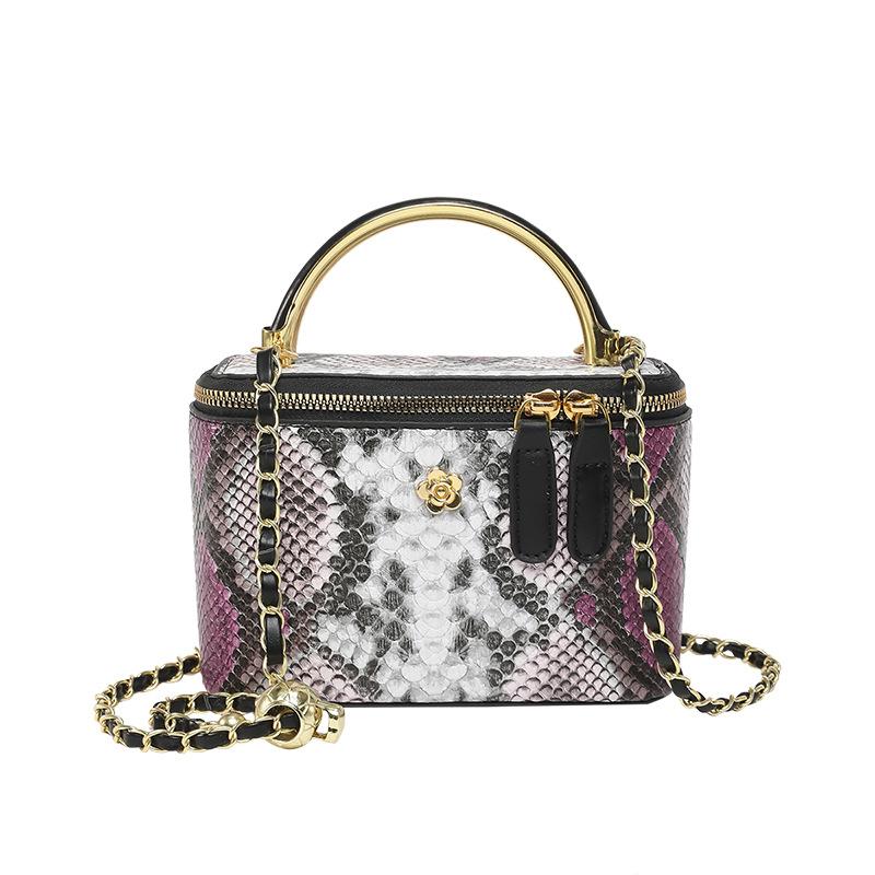 Personalized small bag 2025 new fashion niche snake pattern handbag women's versatile chain messenger box bag tide