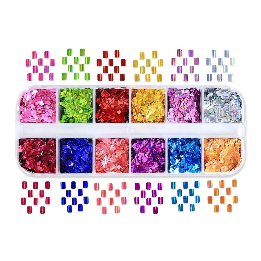 Laser Shiny Nail Glitter Flakes 12-Grid Nail Decoration Accessories  French Manicure