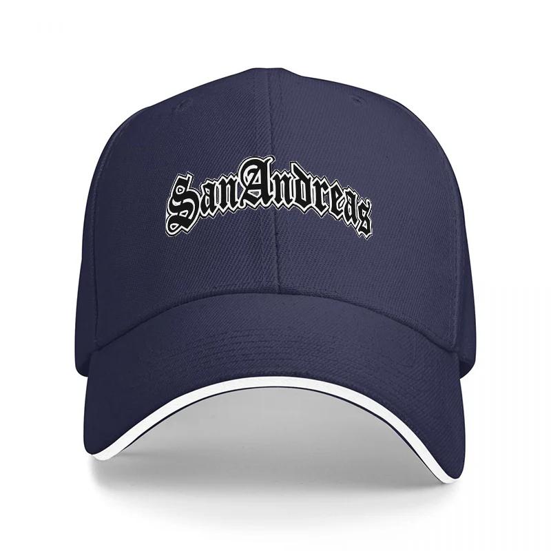 San Andreas Black Baseball Cap with White Embroidered Logo Classic Street Style Adjustable Fit for Men and Women