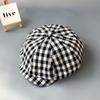 Retro plaid newsboy hat women's big hat top shows face small beret literary and versatile painter hat cloud hat