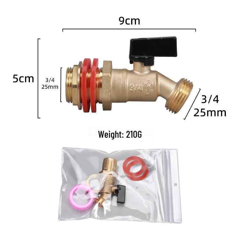 Cross-Border Brass Ball Valve with Bulkhead Fitting & G Thread Rain Barrel Faucet Set