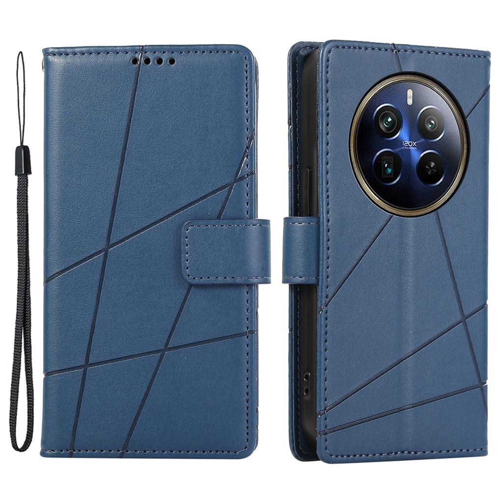 DF-06 For Realme 12 Pro 5G/12 Pro+ 5G Wallet Case PU Leather Line Imprinted Flip Phone Cover