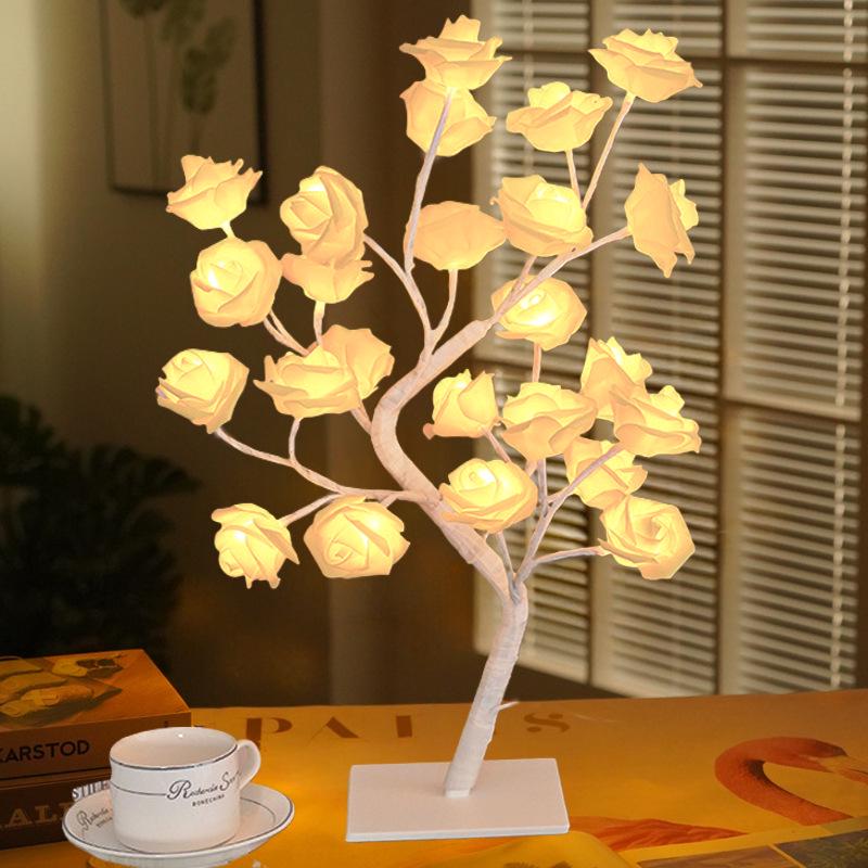 USB Remote Control LED Rose Tree Night Light for Bedroom - Perfect As a Birthday Gift.