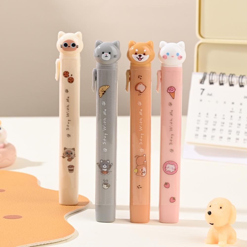 1/4pcs Cat Story Erasers Set Slim Kitty Rubber Retractable for Drawing Exams Kids Students Back To School Stationery