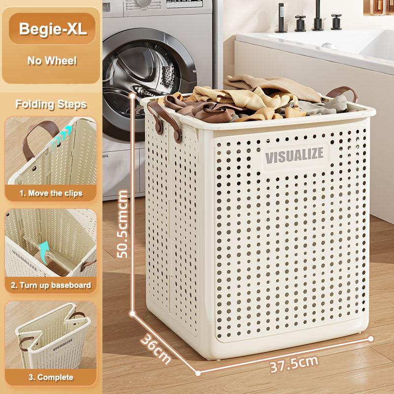 Multi Functional Rolling Laundry Basket Foldable Dirty Clothes Hamper Mobile Storage Bin with Wheel Space Saving Bathroom Organizer Portable Organizer