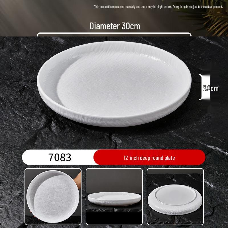 Assiette Plate Blanche Imitation Porcelaine en Mélamine - Ronde Buffet, Fondue, Dessert, Steak, Vaisselle d'Hôtel Commerciale.