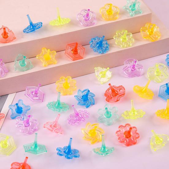 24Pcs Transparent Acrylic Spinning Top Portable Travel Kids Mini Gyroscope Educational Colorful Spinner Toy Toddlers Boys Girls Gift Party Favors