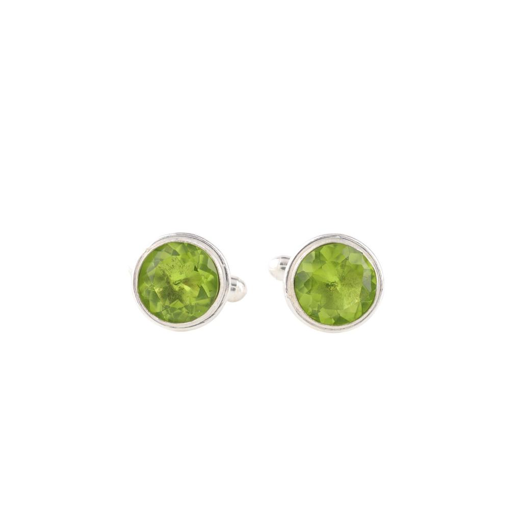 Peridot Gemstone 925 Sterling Silver Handmade Jewelry Cufflinks 0.50" For Gift CL-4-15
